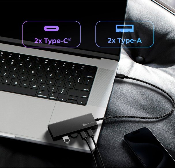 HUB USB Icy Box ICY BOX IB-HUB1436-CPD 4-Port USB 3.2 Gen 2, USB hub (black)