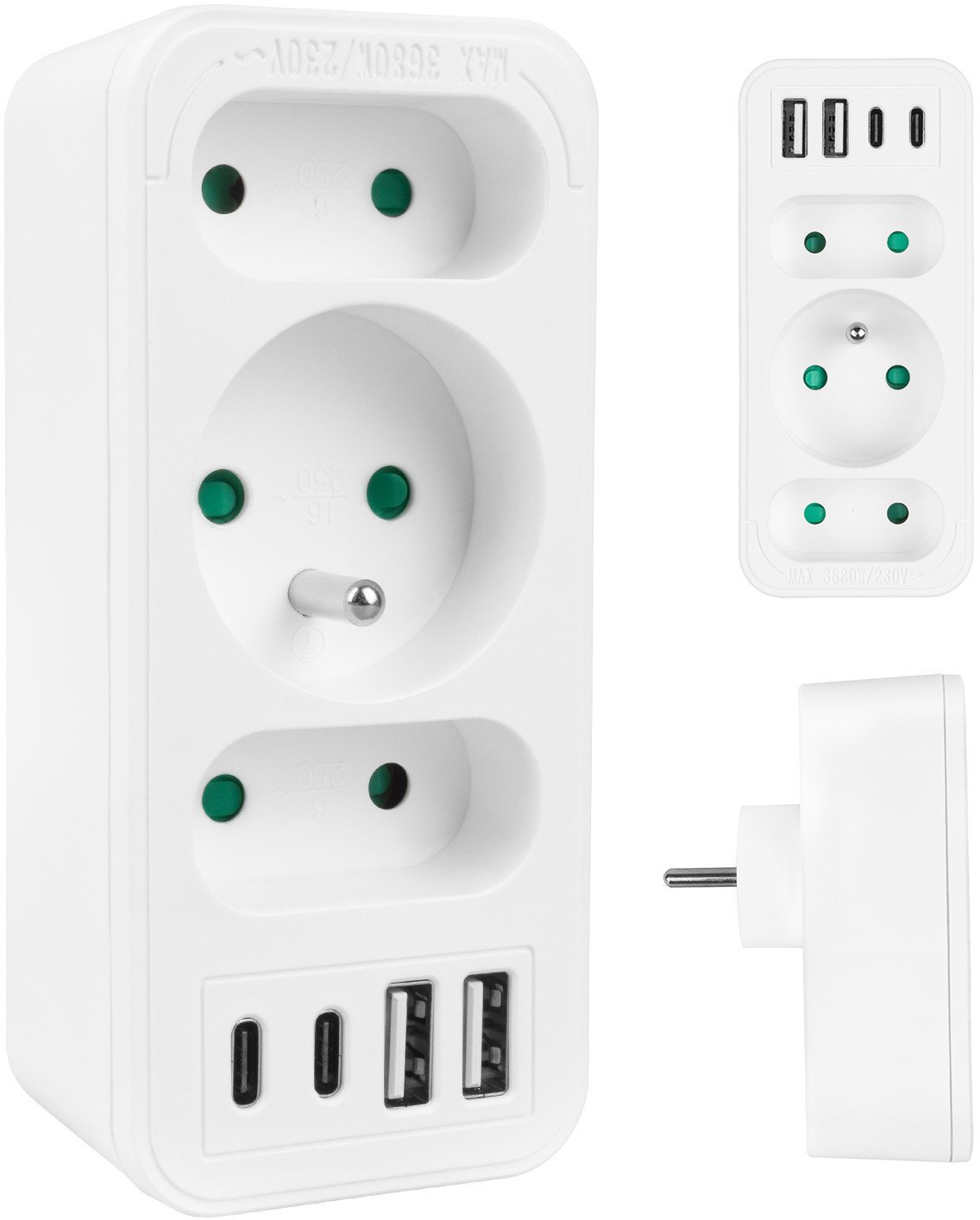 Gniazdko prądowe x3 + 4xUSB Maclean MCE248 F/W