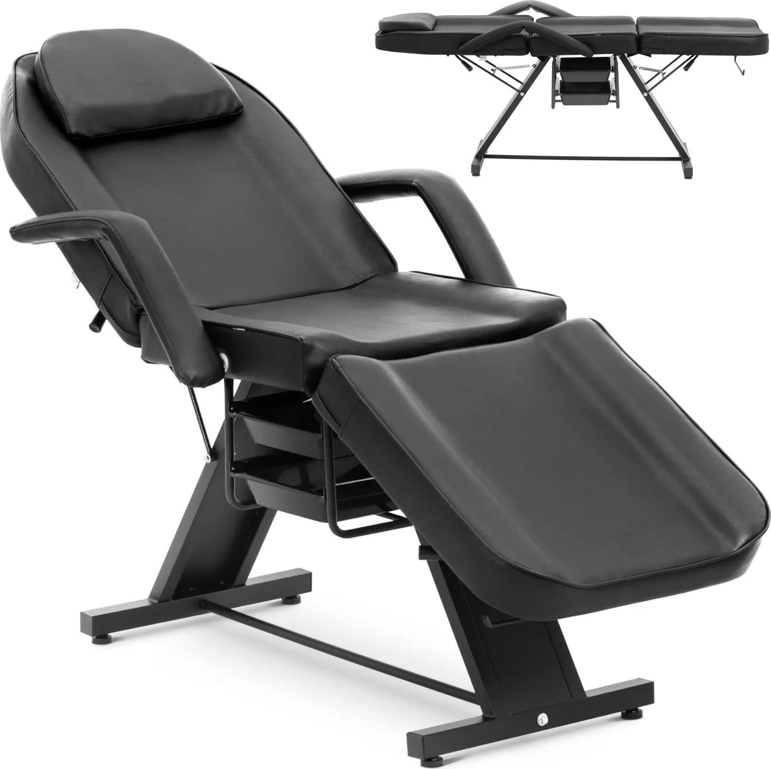 Fotel kosmetyczny do zabiegów masażu tatuażu 200 kg IMOLA - czarny Fotel kosmetyczny do zabiegów masażu tatuażu 200 kg IMOLA - czarny