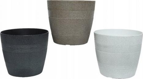 Kaemingk Doniczka plastikowa okrągła w paski mix 22 cm