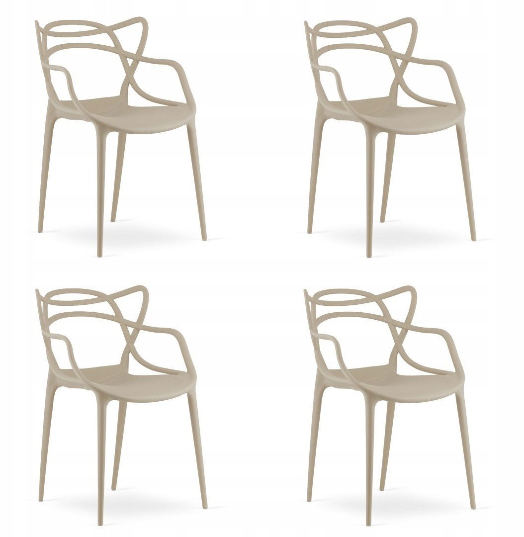 Krzesło beżowe plastikowe KATO design nowoczesny do jadalni kuchni x4