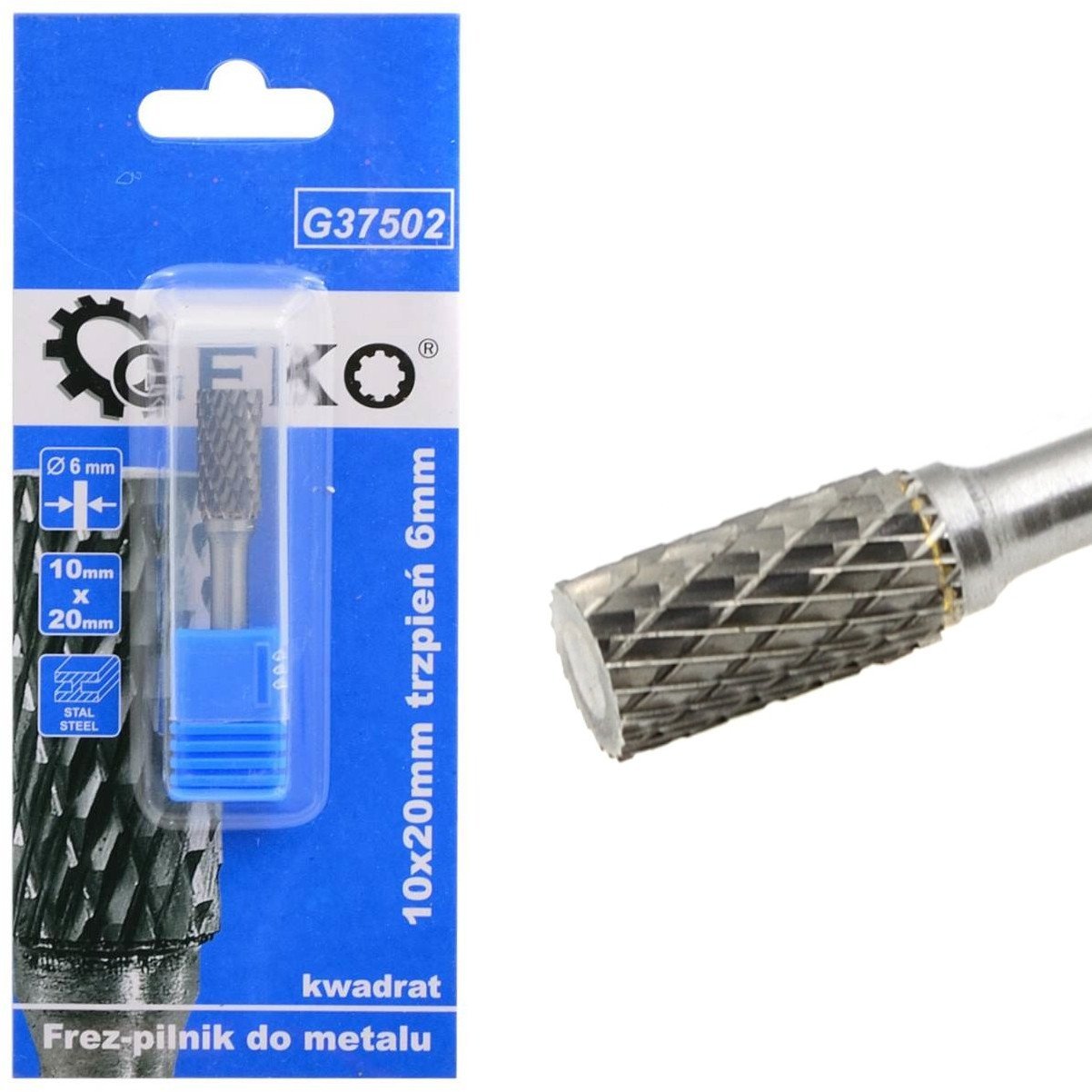 Frez-pilnik do metalu z węglika wolframu 10x20mm trzpień 6mm (kwadrat) (200)