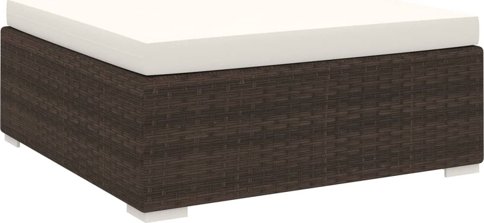 vidaXL podnóżek modułowy z poduszką, 1 sztuka, polirattan, brązowy (46801)