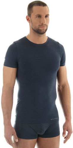 Brubeck Koszulka męska z krótkim rękawem COMFORT WOOL granatowa L (SS11030)
