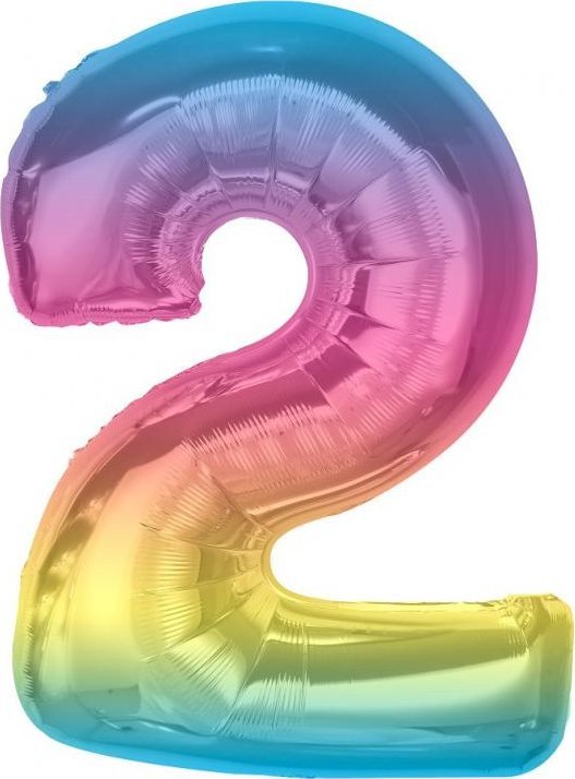 GoDan Balon foliowy cyfra 2 tęczowa Smart 92cm