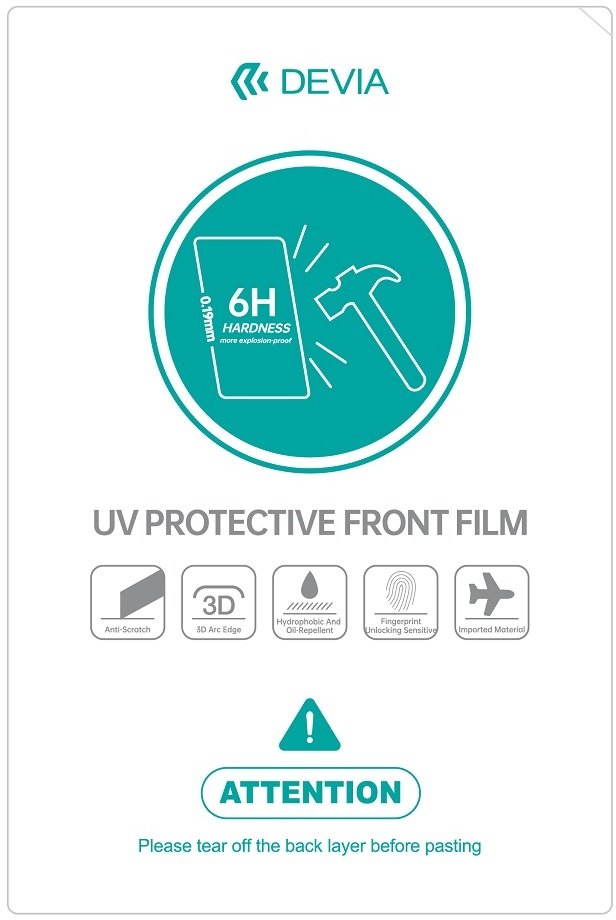 Devia Zestaw folii smartfon UV 0,19mm do maszyny tnącej 20szt 6H na smartfony na ekran