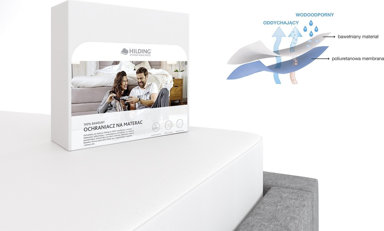 Hilding Ochraniacz bawełniany wodoodporny Hilding z membraną ROZMIAR: 200x210 cm