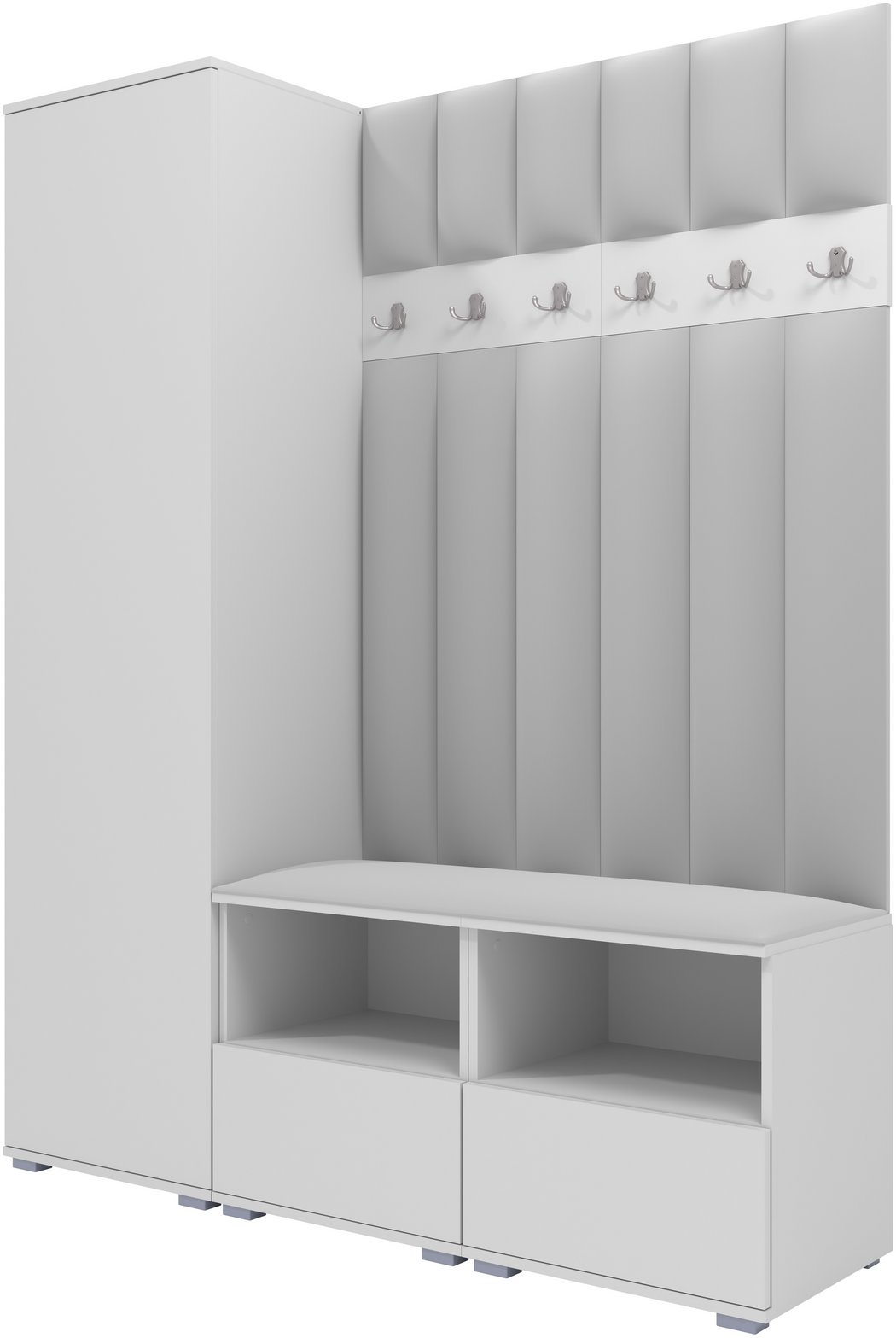 Tapicerowana garderoba Nela II LUX - kolor biały + tkanina Trinity 32