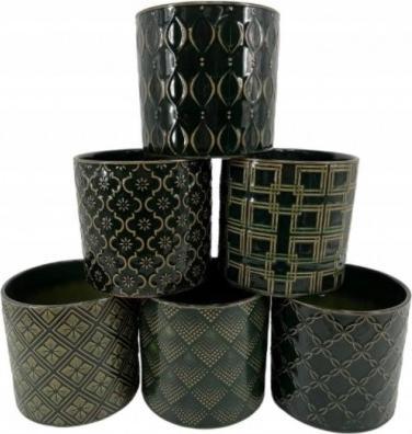 Polnix Doniczka ceramiczna ciemna zieleń mix 16 cm