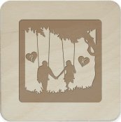 Koszulkowy Produkt personalizowany - Para na huśtawce (Inicjały imion) - komplet podkładek pod kubek z grawerem