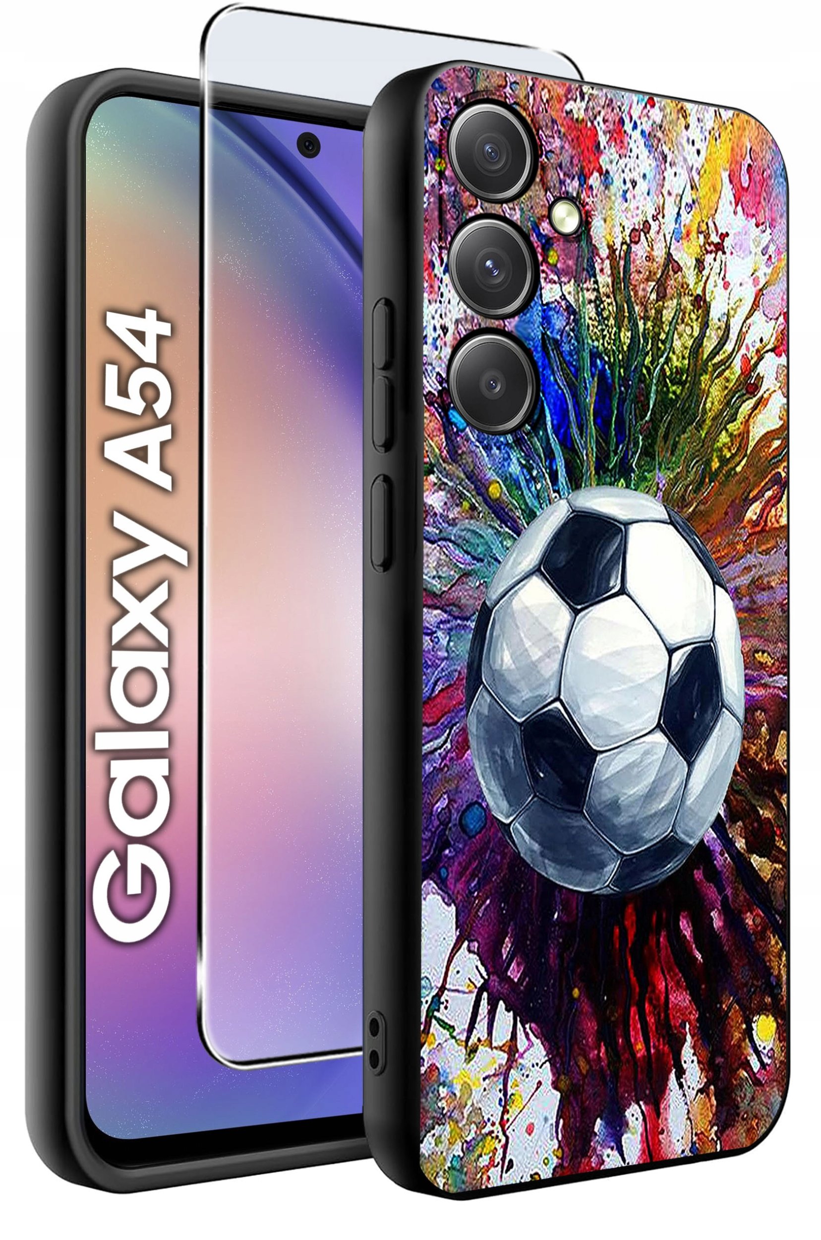 ETUI do Samsung A54 5G WZORY | SILIKONOWE MATT CASE + SZKŁO 9H