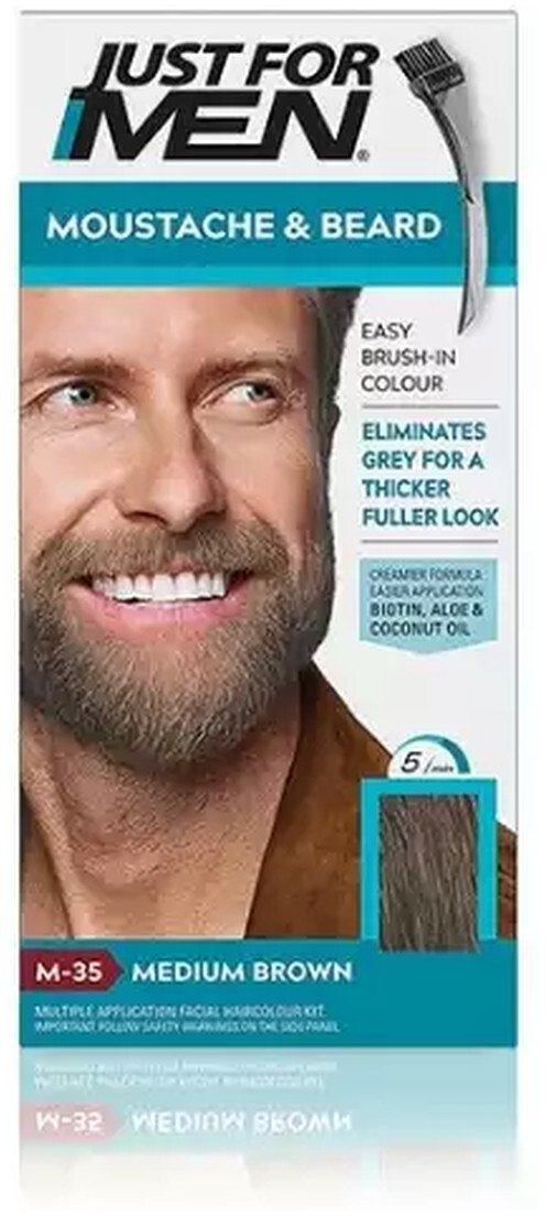 Just For Man Real Black Żel koloryzujący Do Brody I Wąsów 28g Medium Brown (m-35)