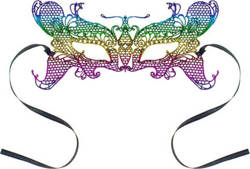 GoDan Maska karnawałowa ażurowa Tęczowy Motyl - 1 szt. uniwersalny