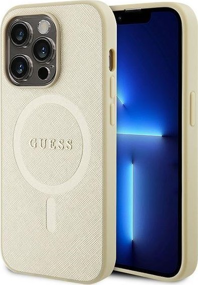 Guess GUHMP15LPSAHMCB iPhone 15 Pro 6.1" złoty/gold hardcase Saffiano MagSafe