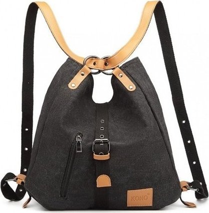 Plecak turystyczny Kono Torebka Plecak 2w1 Czarny Płócienny Ellen