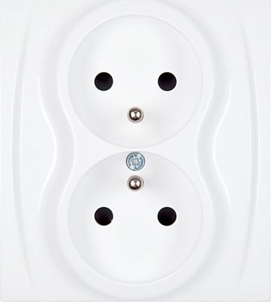 Karlik Logo gniazdo podwójne z uziemieniem biały (LGP-2Z)