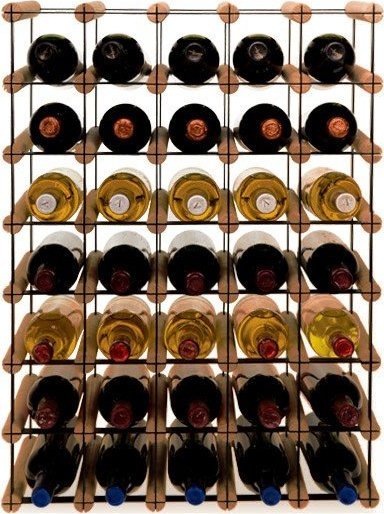 Wamar-Sosenka Regał na wino Stojak na 35 Butelek Szklanych/ PET RW-8/ 5x7 Brązowy Metal + Drewno RW-8-5x7-35_O_BR