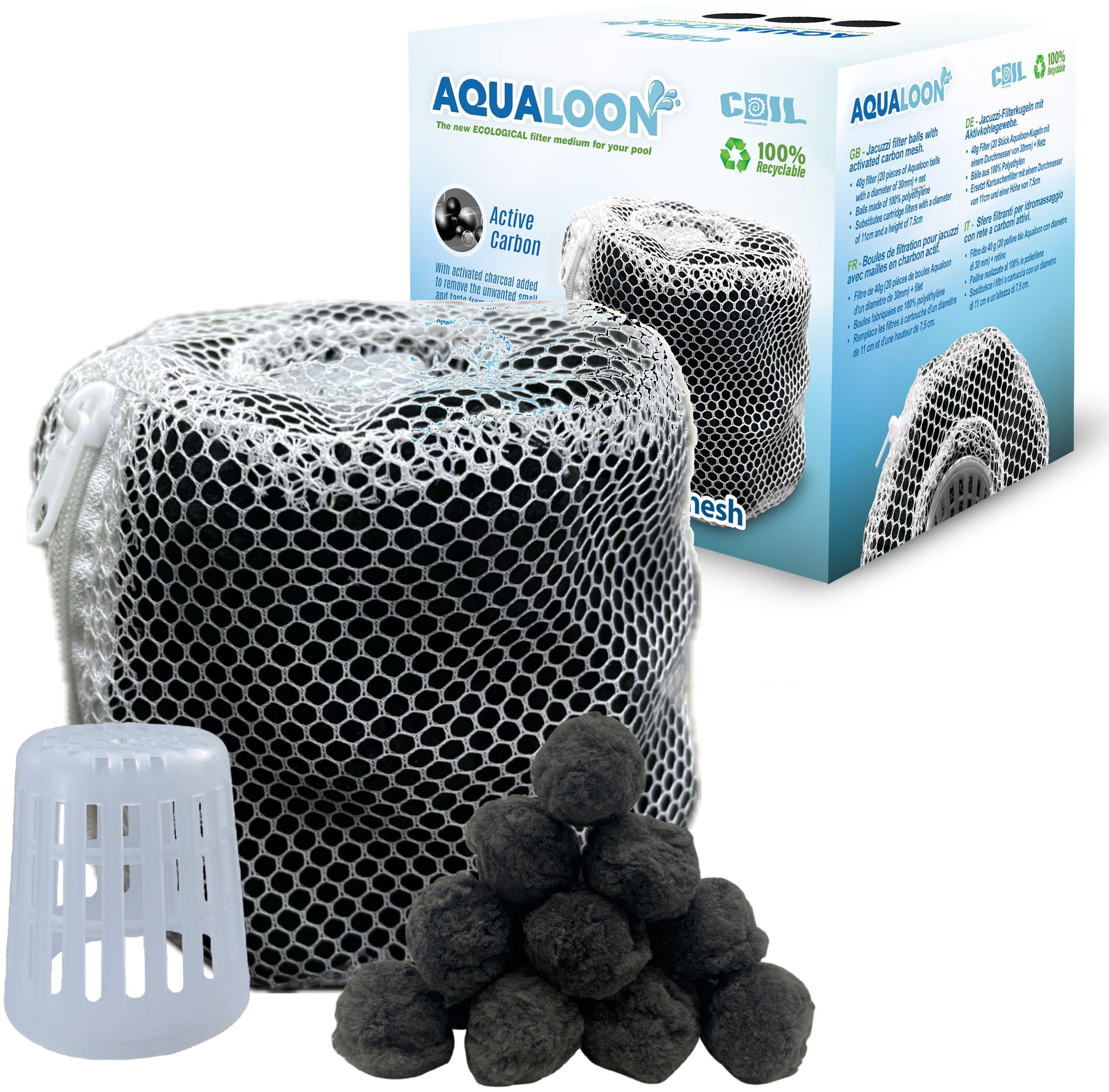 Coil kulki filtracyjne aqualoon black zamiennik filtrów kartuszowych do jacuzzi/spa z aktywnym węglem