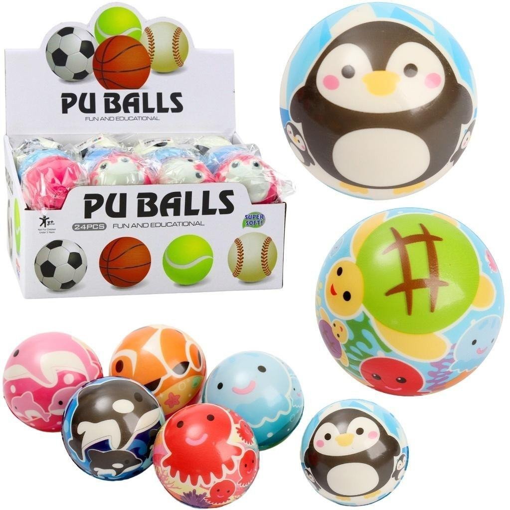 Piłka piankowa zwierzęta 24/box A-0801 82842