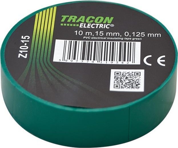 Tracon Electric Taśma izolacyjna 10mx15mm zielony