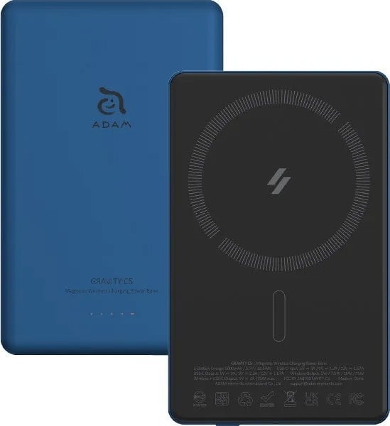 Powerbank Adam Elements Gravity C5 - magnetyczny powerbank bezprzewodowy 5000 mAh niebieski