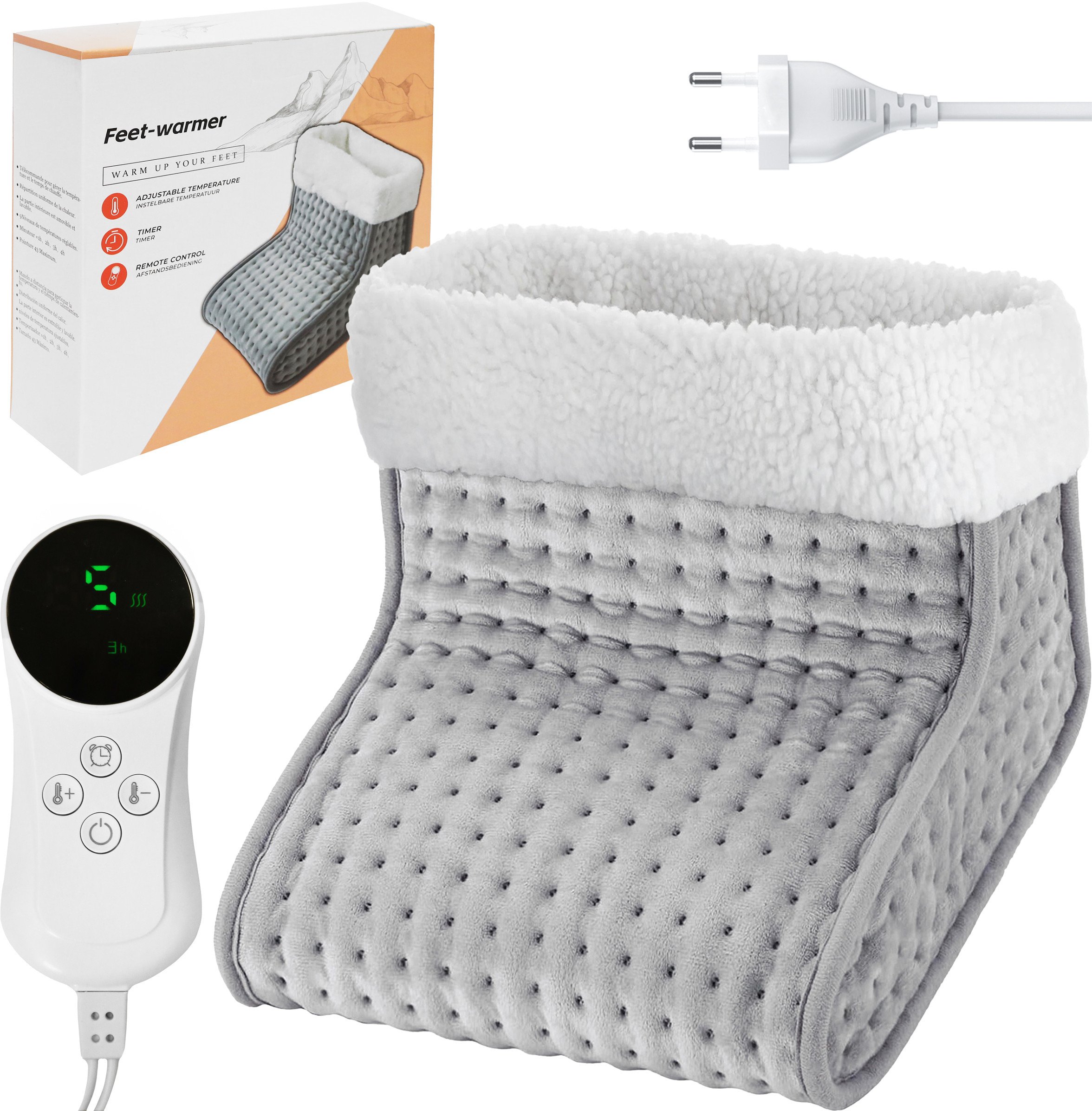 Ogrzewacz do stóp miękki ciepły ocieplacz do nóg elektryczny but z pilotem