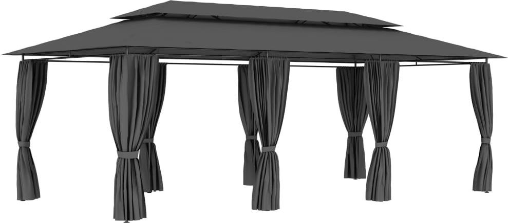 vidaXL VidaXL Altana z zasłonami, 600x298x270 cm, antracytowa