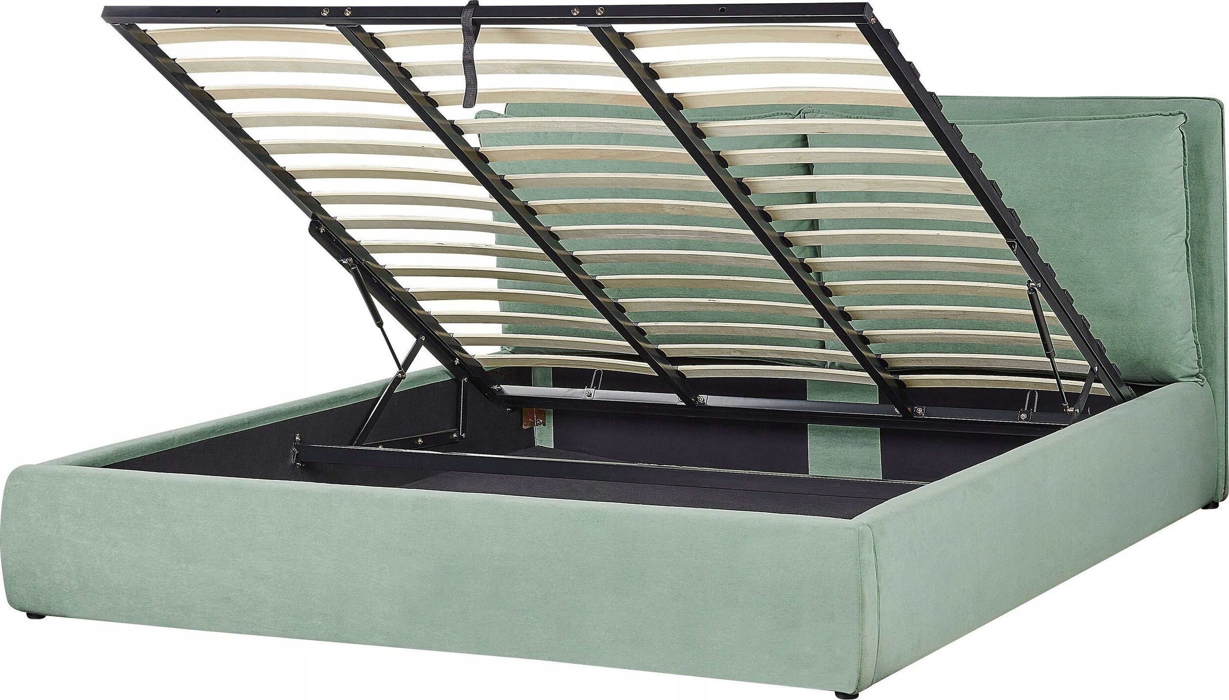 Beliani Łóżko z pojemnikiem welurowe 180 x 200 cm zielone BAJONNA