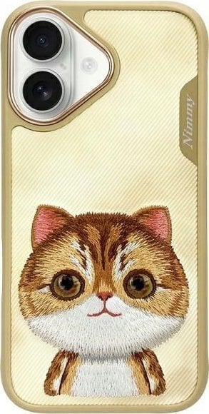 Nimmy case iPhone 16 6.1" khaki Big Eyed Pet 2.0 Cat