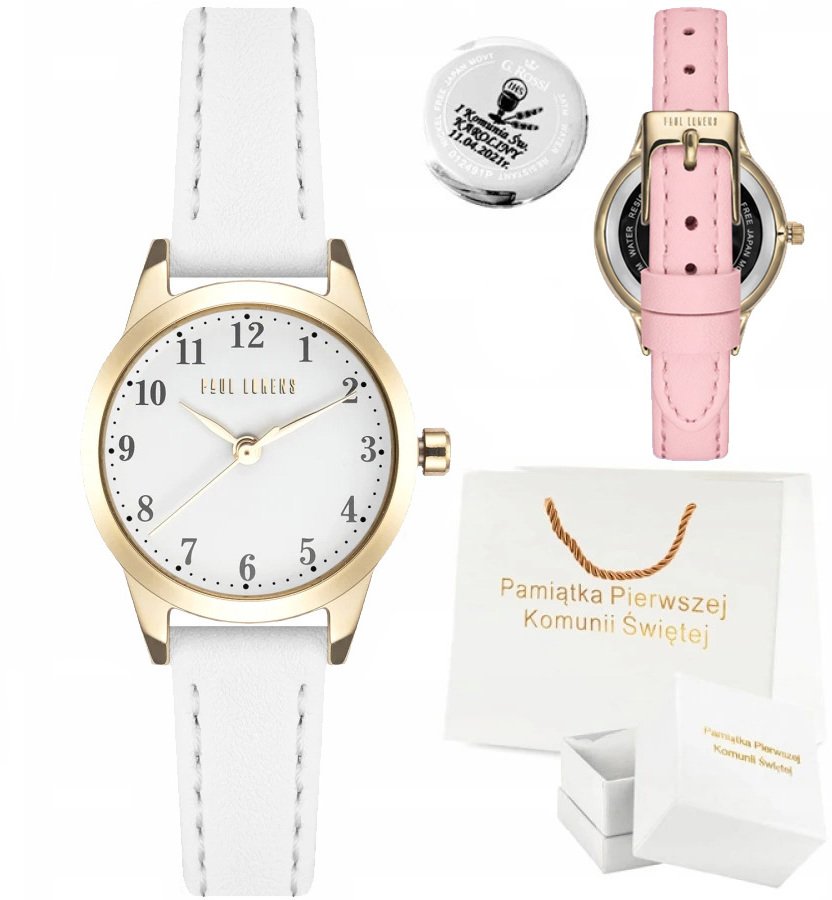 Zegarek dziecięcy Paul Lorens ALLIA - komunia + różowy pasek
