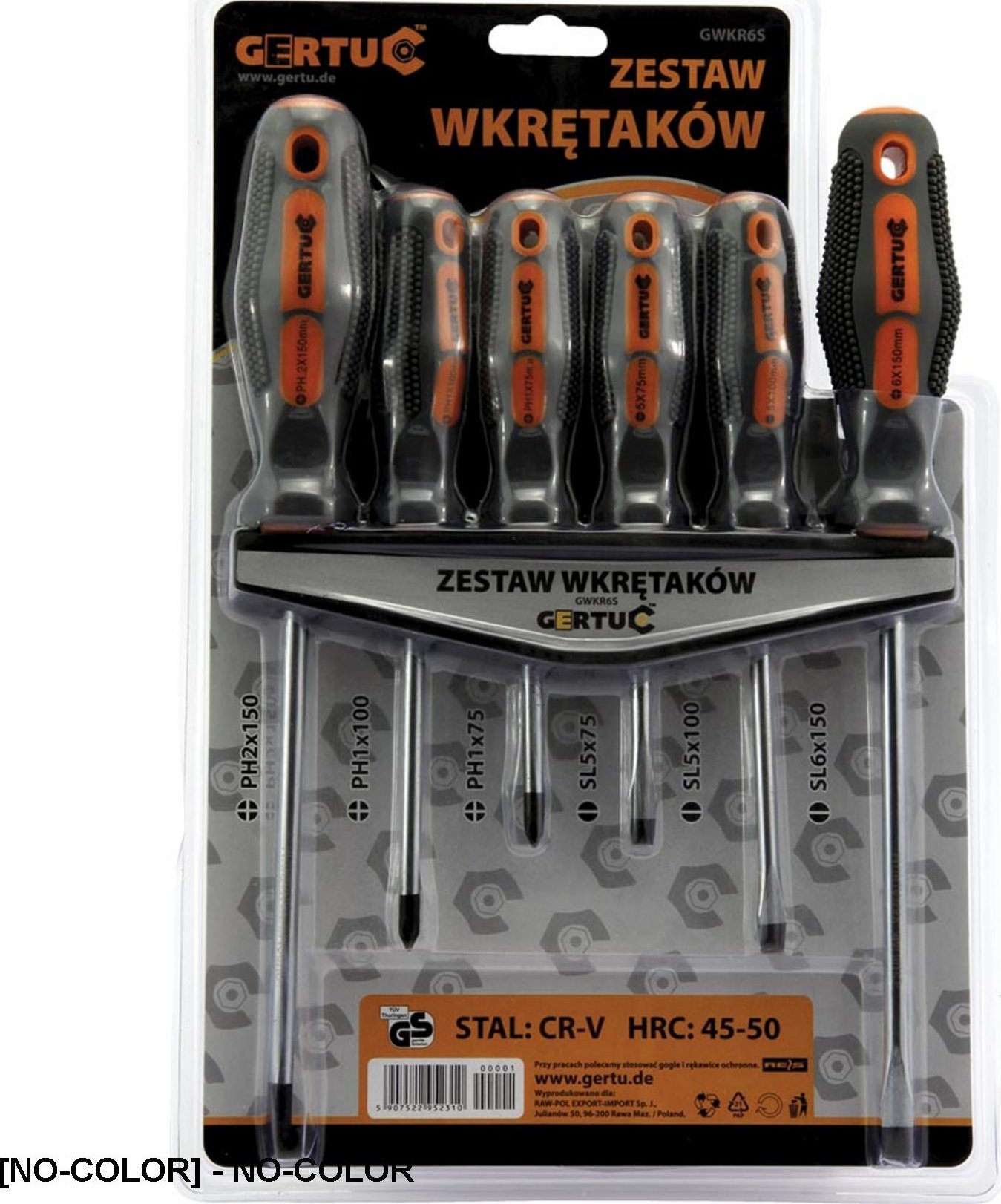 GERTU GWKR6S - ZESTAW WKRĘTAKÓW - 6 ELEMENTÓW.