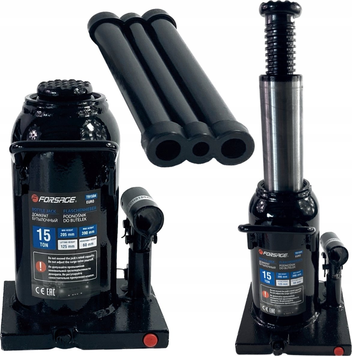 Forsage Lewarek hydrauliczny 15t z zaworem (h min 225mm, h max 425mm)