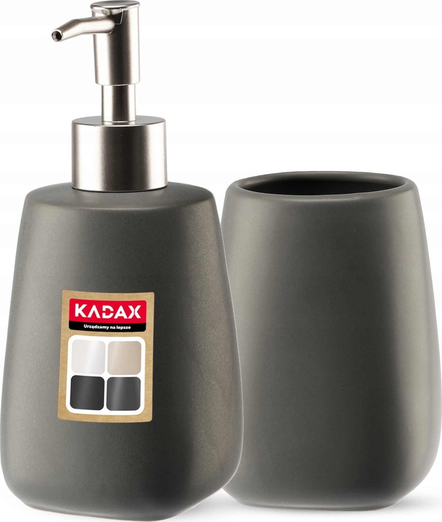 Kadax KADAX Zestaw Łazienkowy Wc Dozownik Kubek Szary