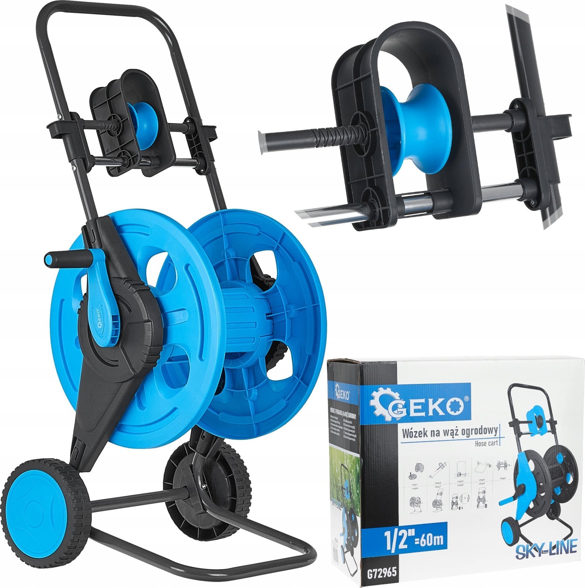 Neo Wózek z prowadnicą na wąż ogrodowy 1/2"60m