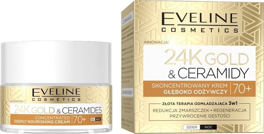Eveline Cosmetics 24K Gold&Ceramidy Skoncentrowany Krem Głęboko Odżywczy 70+ 50Ml