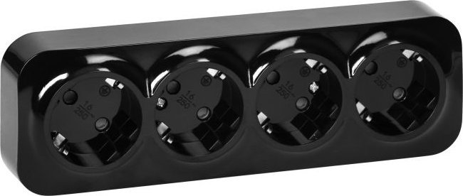 Orno Gniazdo natynkowe poczwórne Schuko ToDo 2P+Z IP20 czarne