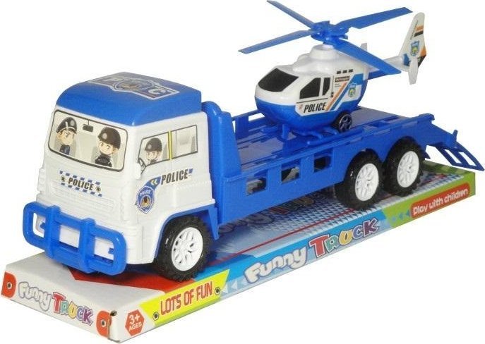 Swede Ciężarówka policyjna z przyczepą i helikopterem