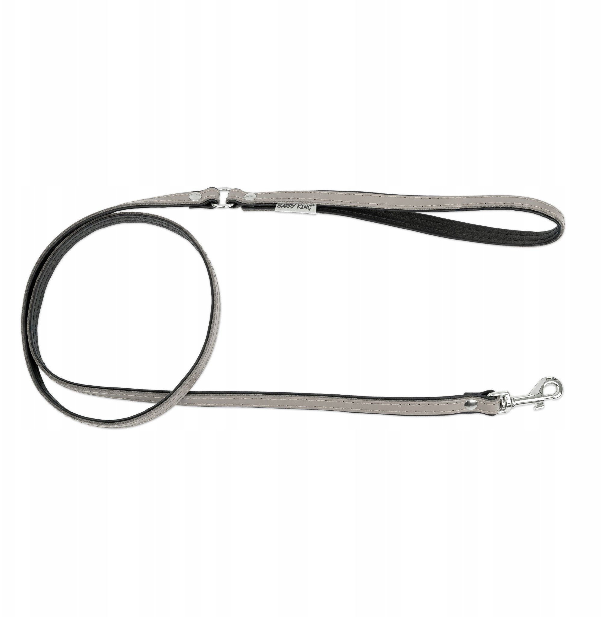 Smycz skórzana dla psa, szary/czarny, M-L, 20mm/120cm