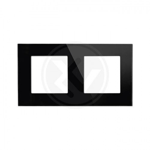 Ramka szklana do gniazda podwójna czarna