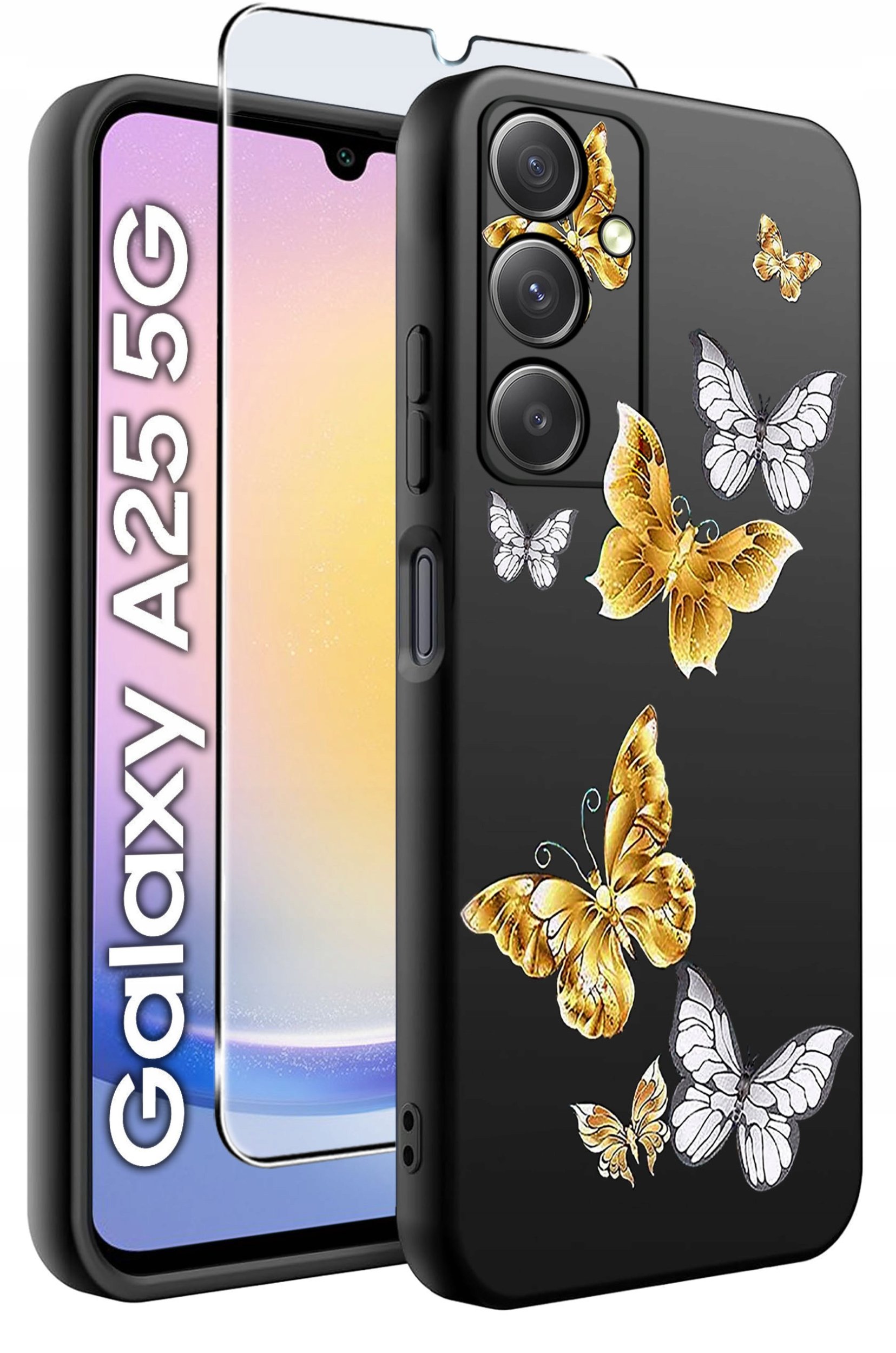 ETUI do Samsung A25 5G WZORY | SILIKONOWE MATT CASE + SZKŁO HARTOWANE 9H