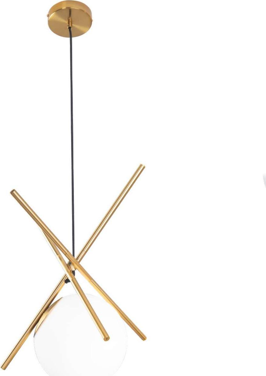 Lampa wisząca MAXlight Loftowa LAMPA wisząca XENA P0403 Maxlight metalowa OPRAWA szklana kula zwis mosiądz biały