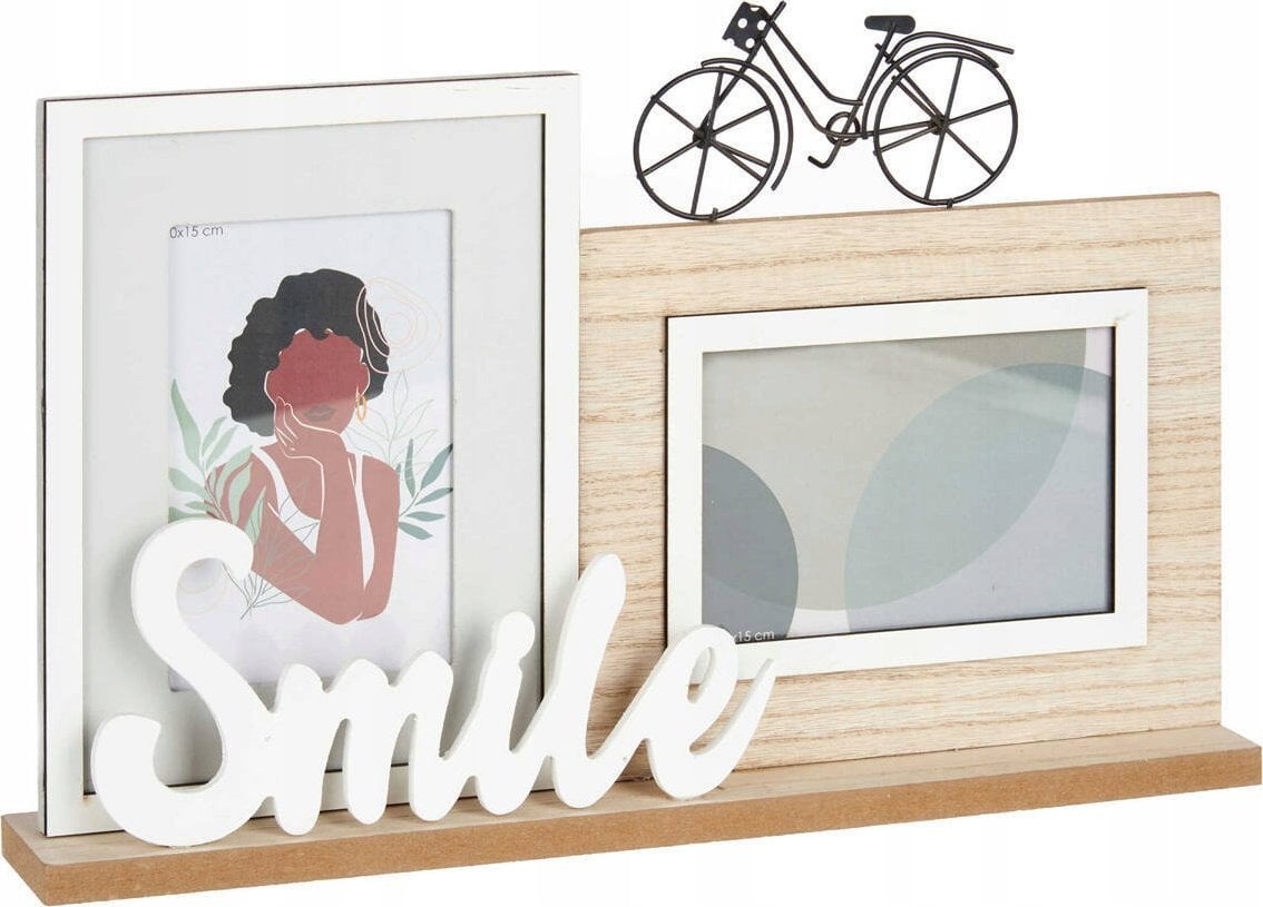Ramka Giftdecor Stojąca ramka na 2 zdjęcia, ozdobny napis i rower