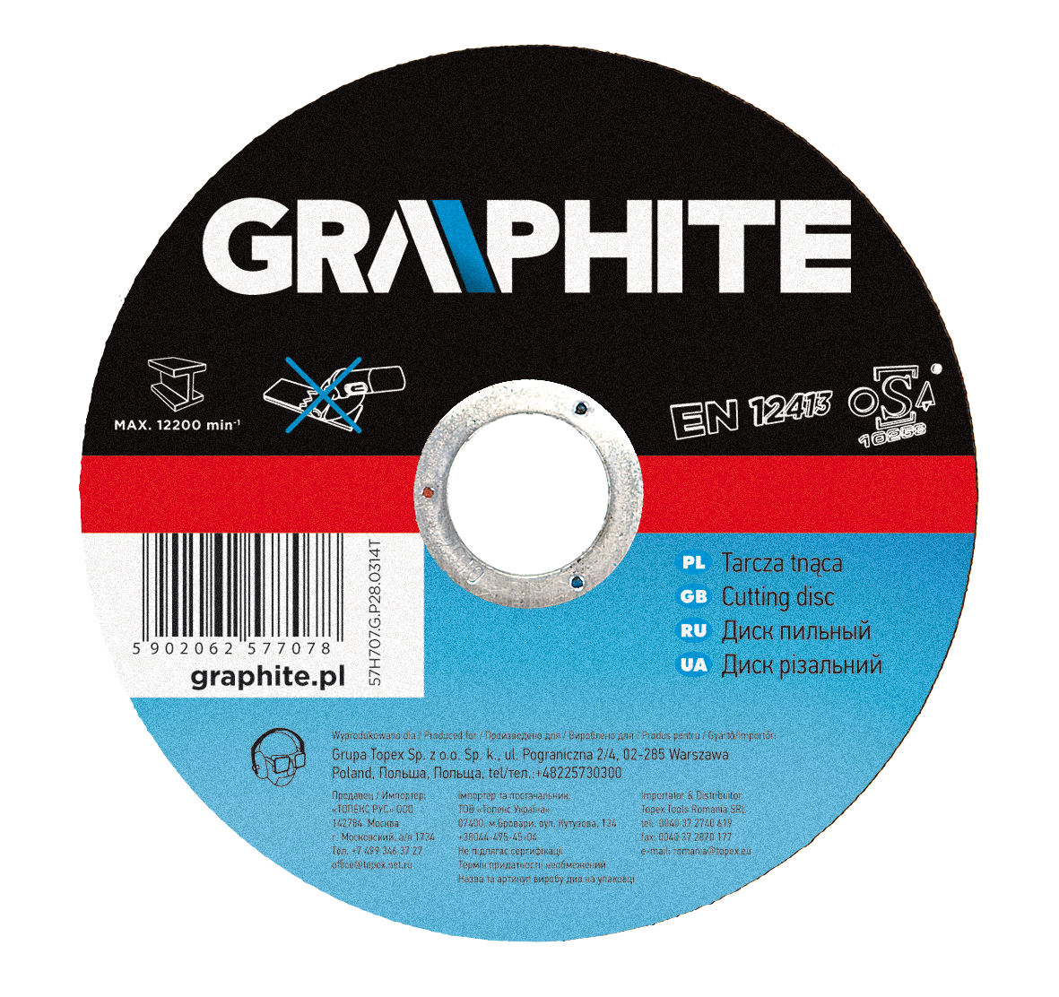 Graphite Tarcza tnąca do metalu 180x1,6x22,2mm 57H718