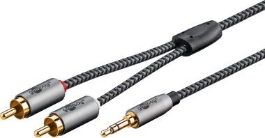 Kabel Goobay Kabel przejściowy audio AUX, jack 3,5 mm na wtyczkę stereo RCA, 3 m, Sharkskin Grey - Długość kabla 3 m