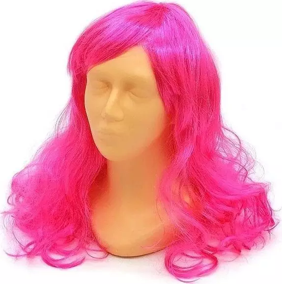 Peruka długa neonowy róż