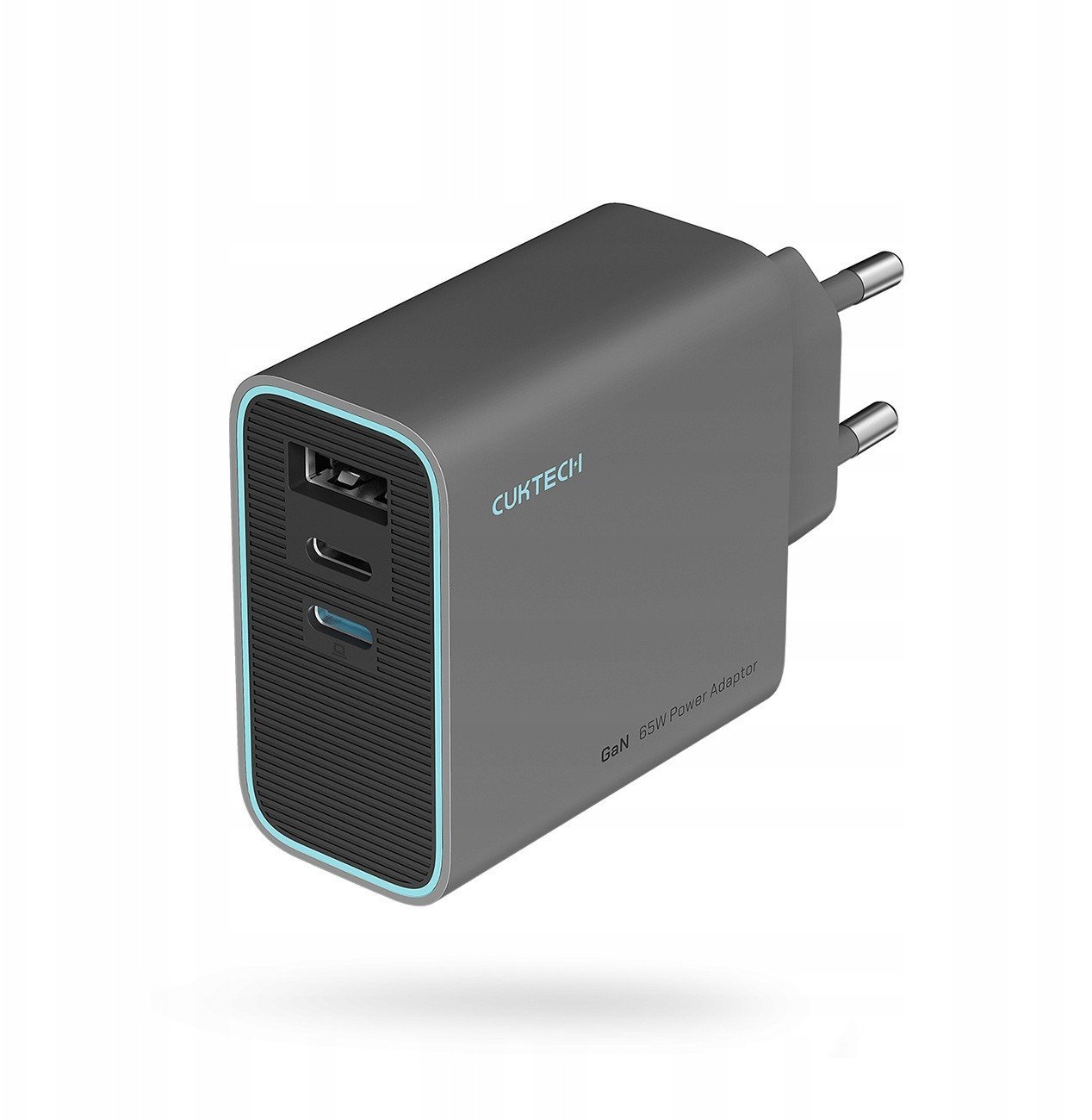 Ładowarka sieciowa Cuktech CUKAD653EUGR 65W GaN 2 x USB-C 1 x USB-A - szara