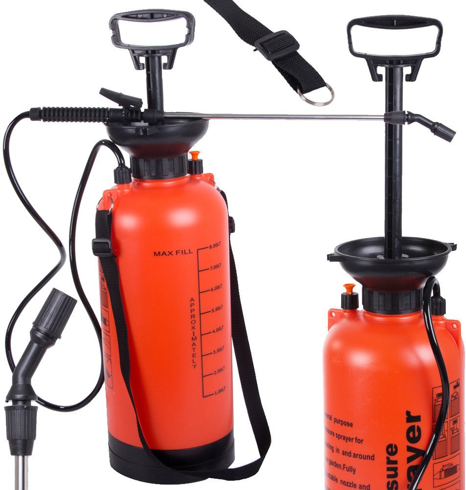 Opryskiwacz ciśnieniowy ręczny ogrodowy spryskiwacz długa lanca 8l pasek
