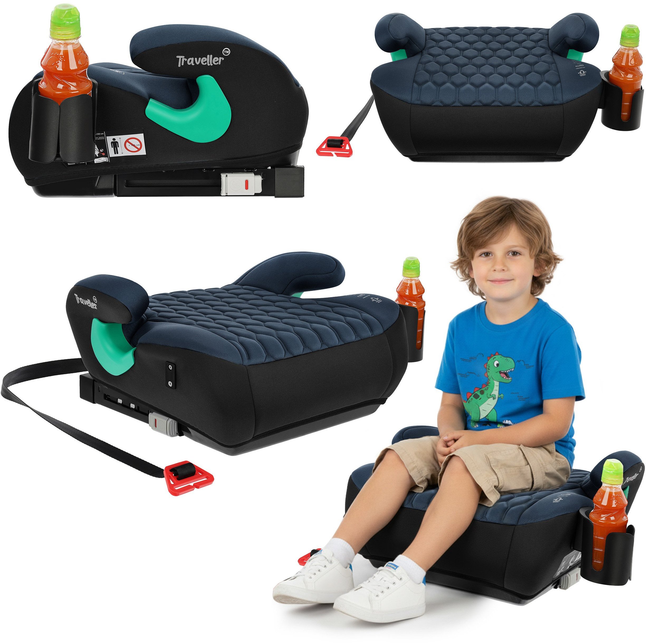 FOTELIK SAMOCHODOWY PODKŁADKA SIEDZISKO TRAVELLER KK PIKOWANY ISOFIX R129 CZARNO STALOWY (0-6-1)