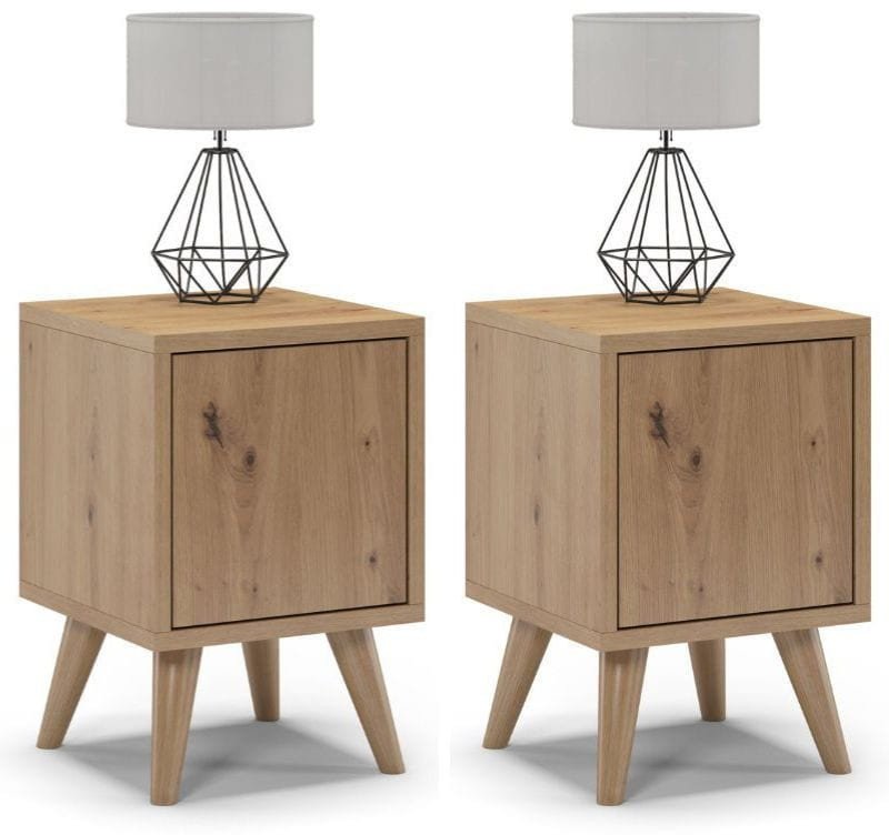 Szafki nocne na nóżkach, zamknięte, SKAND, 30x30x45 cm, dąb, mat