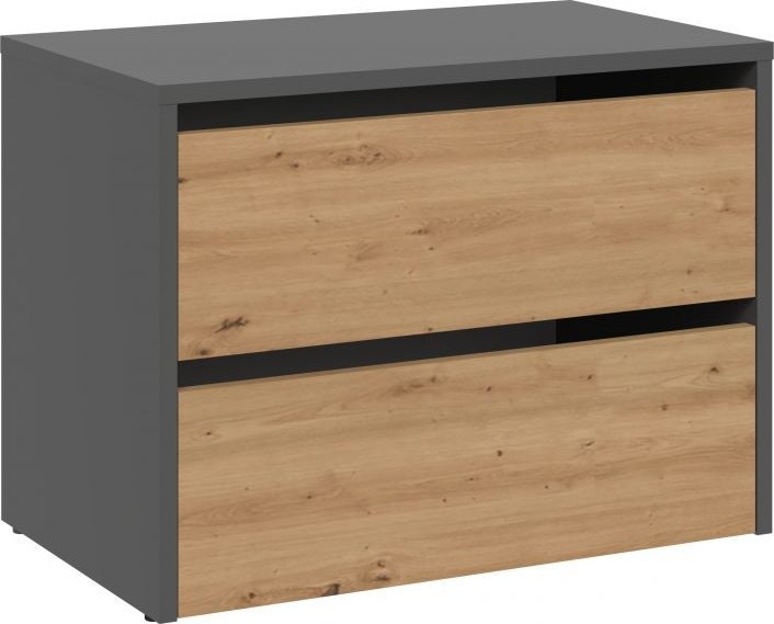 Topeshop Szafka na buty, Modo, 60x36x44 cm, antracyt, dąb artisan